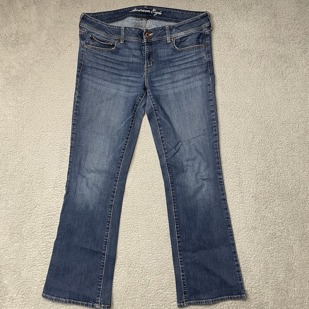 American Eagle Womens Jeans 12 Slim Boot Bootcut Low Rise Dark Wash Stretch Y2K